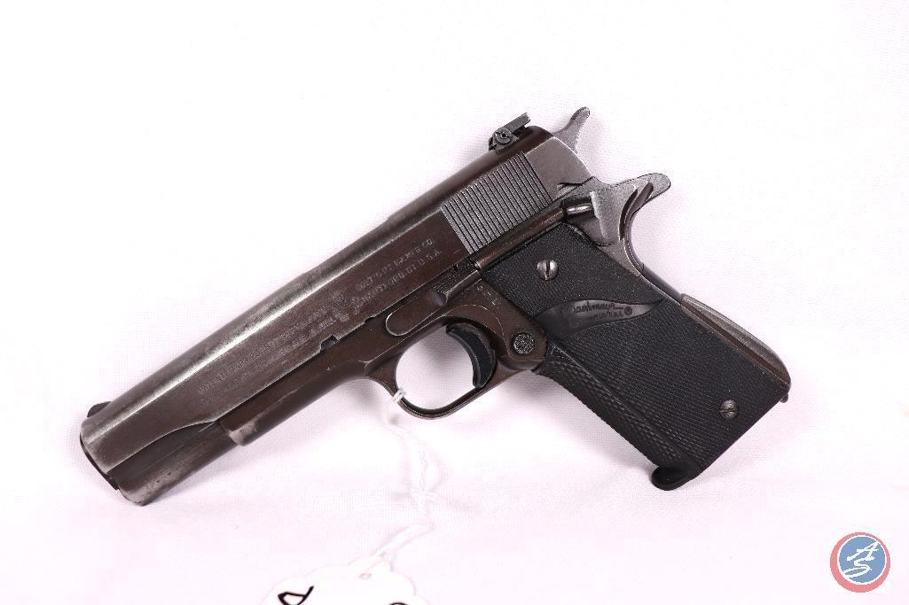 Manufacturer: Colt Model: M1911A1 US Army Caliber: 45 acp Serial #: 2326190 Type: S/A Pistol Clean