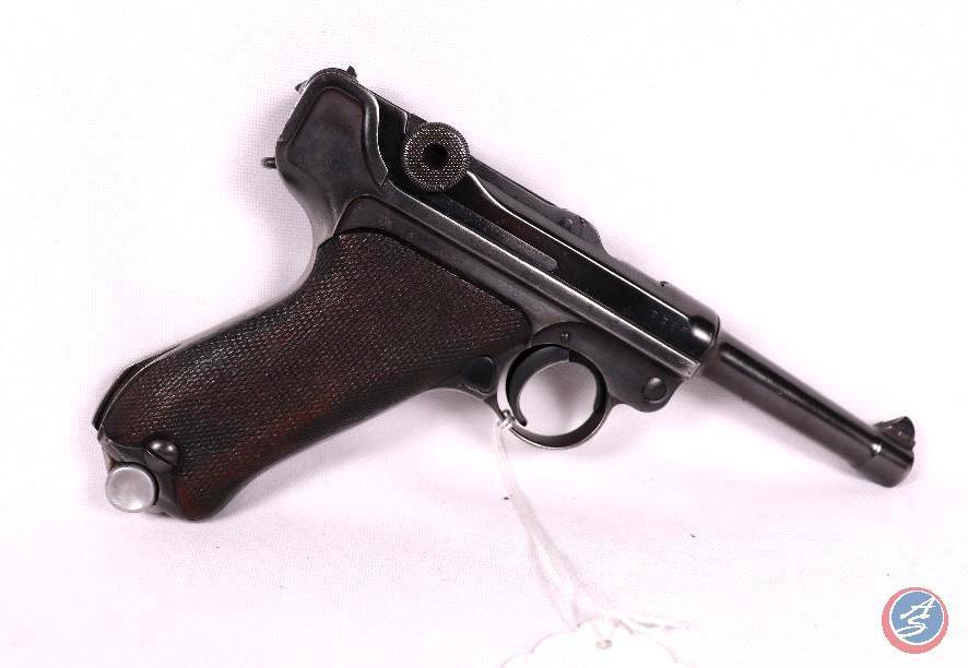 Manufacturer: Luger Model: 1914 Caliber: 9mmX19 Serial #: 1834 Type: S/A Pistol 4 inch barrel.