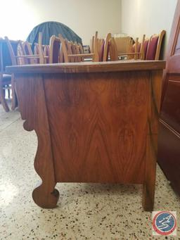 Antique 3 drawer wood side table (no key)- 24" tall x 36" wide x 21" deep