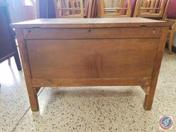 Antique 3 drawer wood side table (no key)- 24" tall x 36" wide x 21" deep