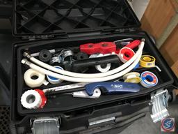 Plumbing tool box, multi level. All contents included. Bucket and PVC fitting