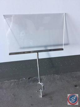 (2) Acrylic sign holders with fittings. Sign holder measures 11inX7in