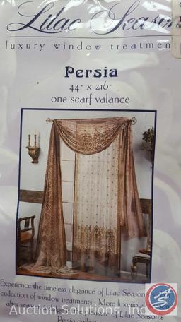 [2] {NEW} Persia 'Lilac Season's' 44 x 126 in. Gold Velvet Print Luxury Window Valances {SOLD 2x THE