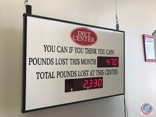 Diet Center Digital Tracking Board (2' x 3'); and [2] Red Framed Motivational Wall Posters