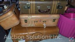 (4) Pieces of Vintage Luggage, Backgammon, Small Suitcase and Other Storage