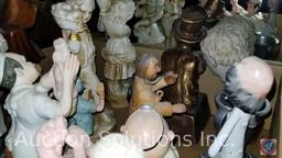 Contents of Curio Cabinet to Include; Assorted Ceramic Statues and Assorted Reed and Barton, Neptune