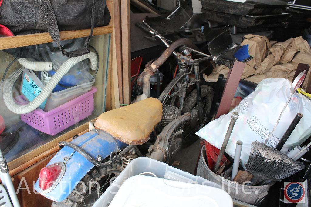 10x20 unit containing quad frame and motor, washer and dryer, wagon, Yamaha motor bike, large fish