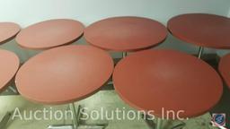 8 round tables, 26 stack chairs