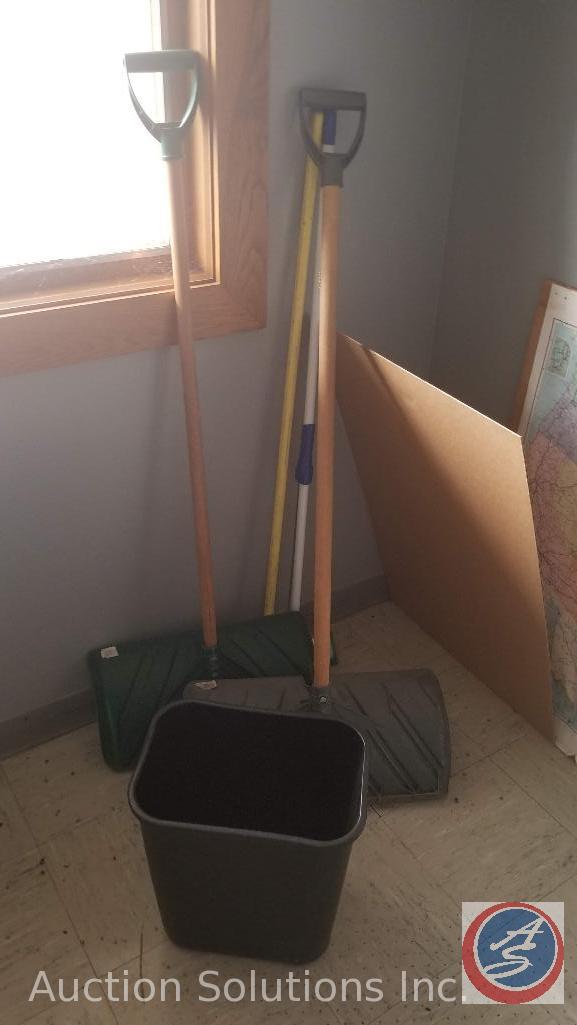 Floor fan, Weedeater edger, US Map, Time clock, bag of ice melt.