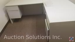 5 foot desk with 4 foot return and a 4 foot lateral file cabinet