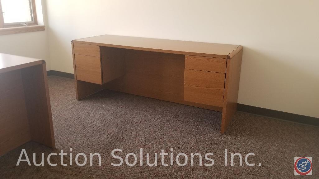 6 foot oak desk and credenza