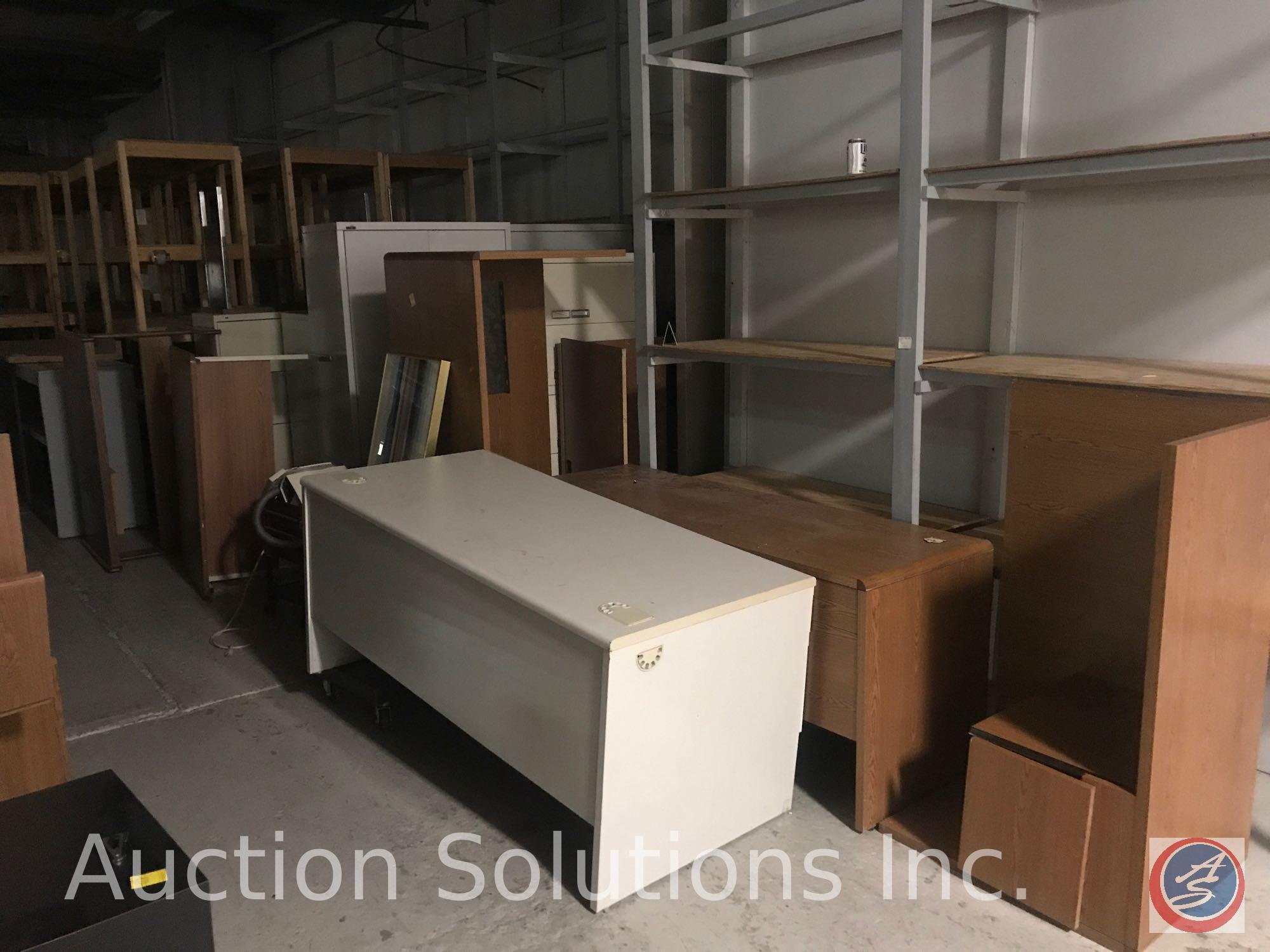 Salvage rights to West end of production room including steel shelving, dozens of office and