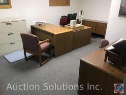 Office contents including desk, credenza, 2 lateral file cabinets, reception and office chairs an