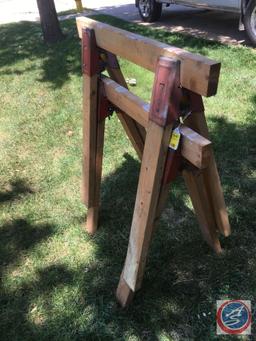 Pair of wood saw horses