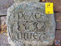 (3) decorative Resin StepStones (1.Angel sings flowers bloom 2. Peace & Queit 3. Poem LovelyTree)