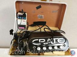 Crate Power Block Amp (with case), with a Boss DD-3 delay pedal, attached to a Bose speaker (the