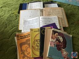 Box of assorted organ sheet music