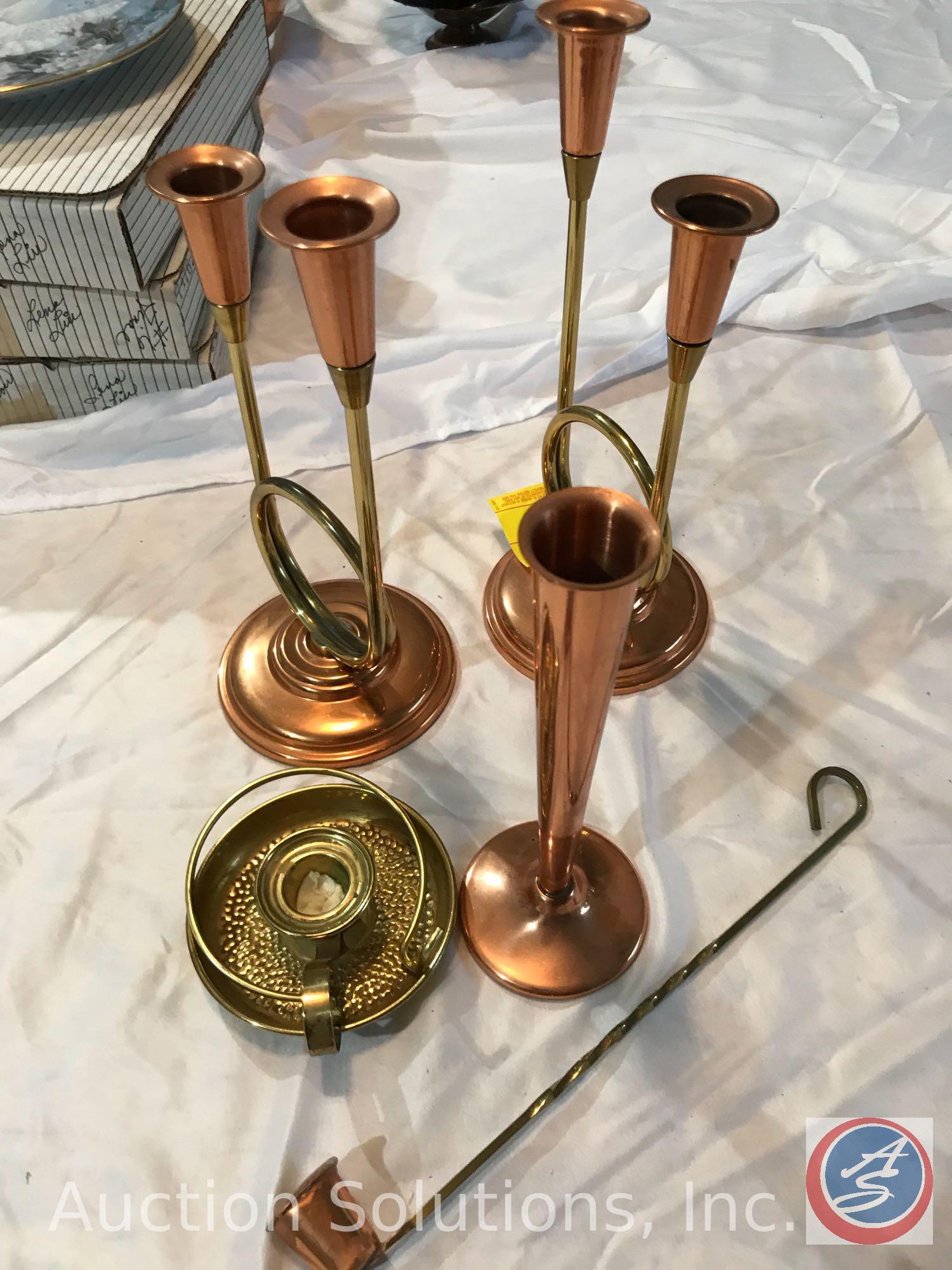 Candelabras and a Candle snuffer by CopperCraft Guild