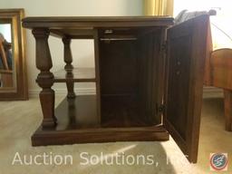 Wooden End table with a shelf and door (2)