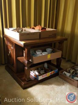 Wooden End table with a shelf and door (2)