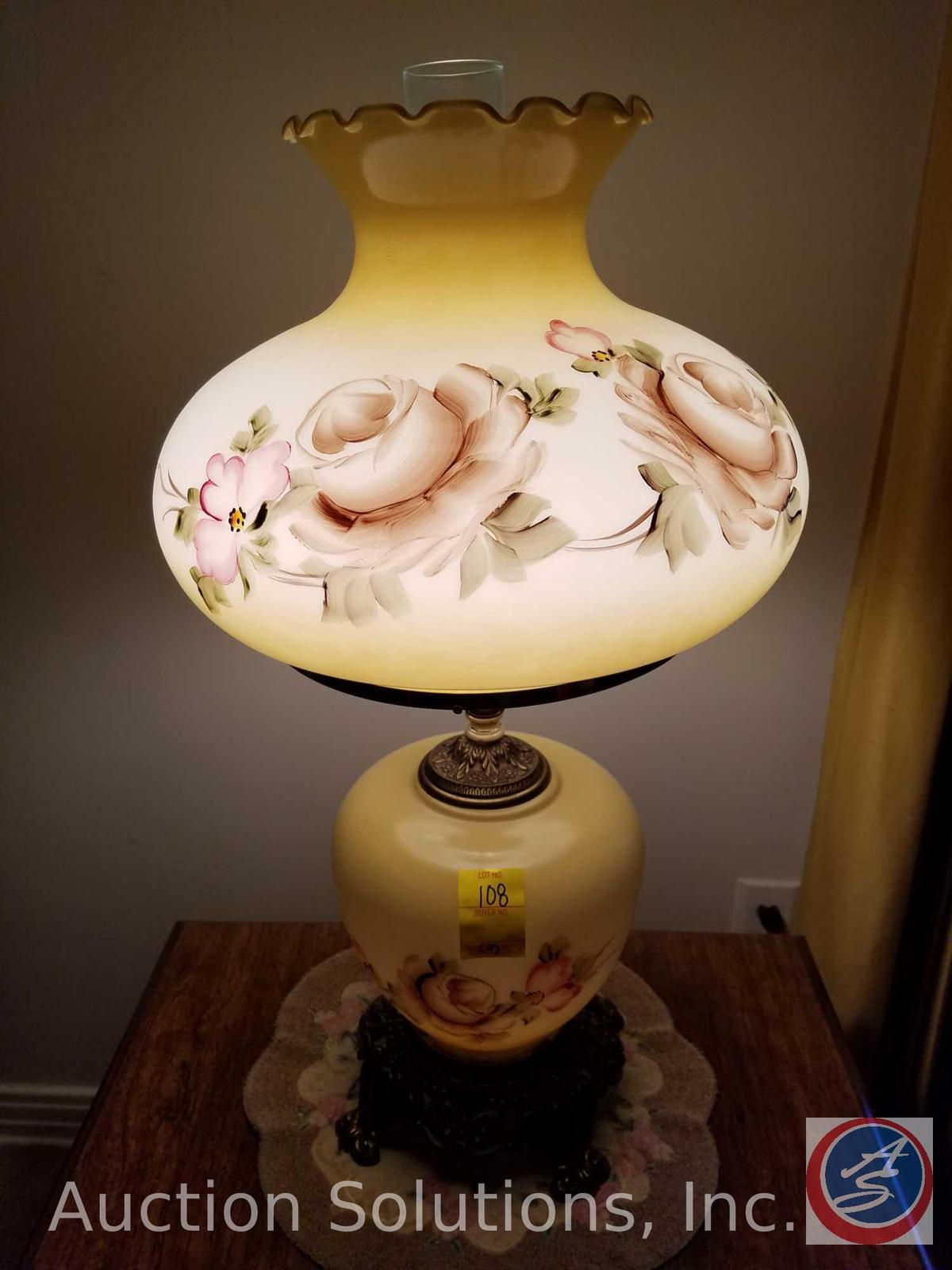 Vintage Decorative Glass Table Lamp, Stained glass window hanging