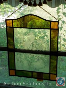 Vintage Decorative Glass Table Lamp, Stained glass window hanging