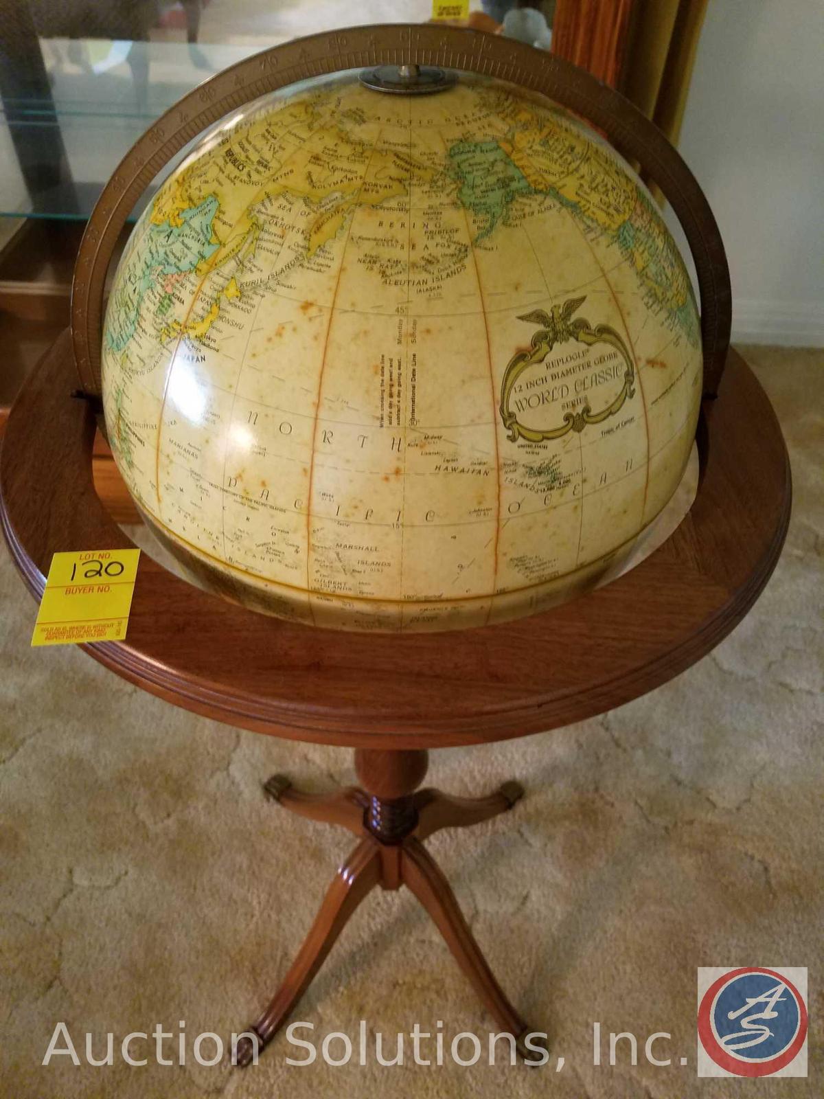 World Globe on wooden pedestal stand by Replogle 12 Inch Diameter Globe World Classic Series