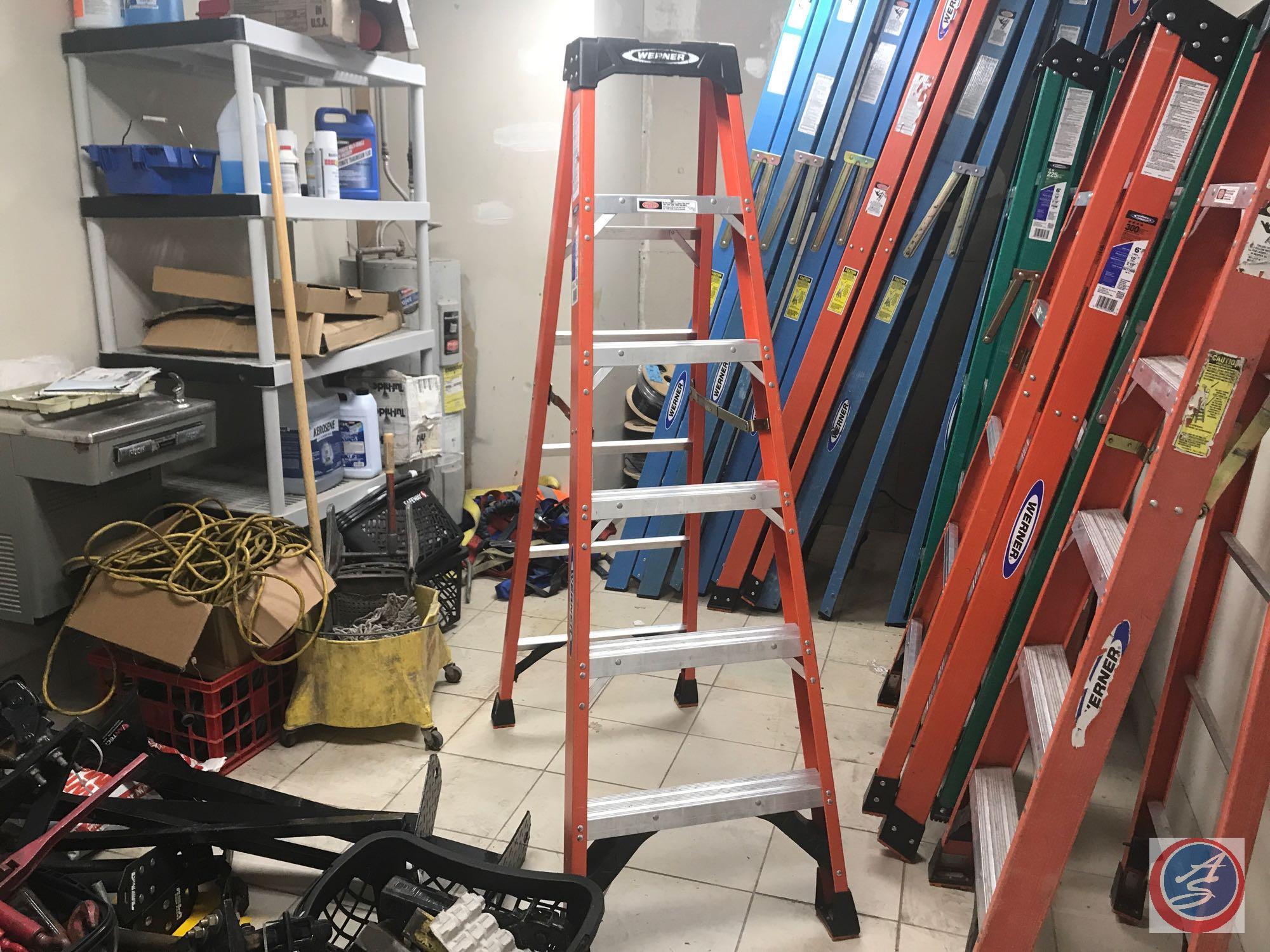 {{TIMES THE MONEY}} (5) Werner 6 foot step ladders, 300 pound weight limit