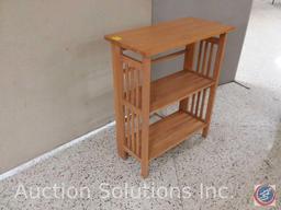 Collapsible wood 3 tier shelving unit (28x14x34)