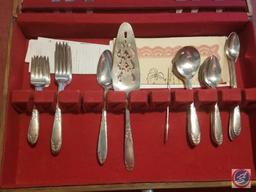 Tarnish proof silverware case included King Edward silverplated and National Silver Co. flatware