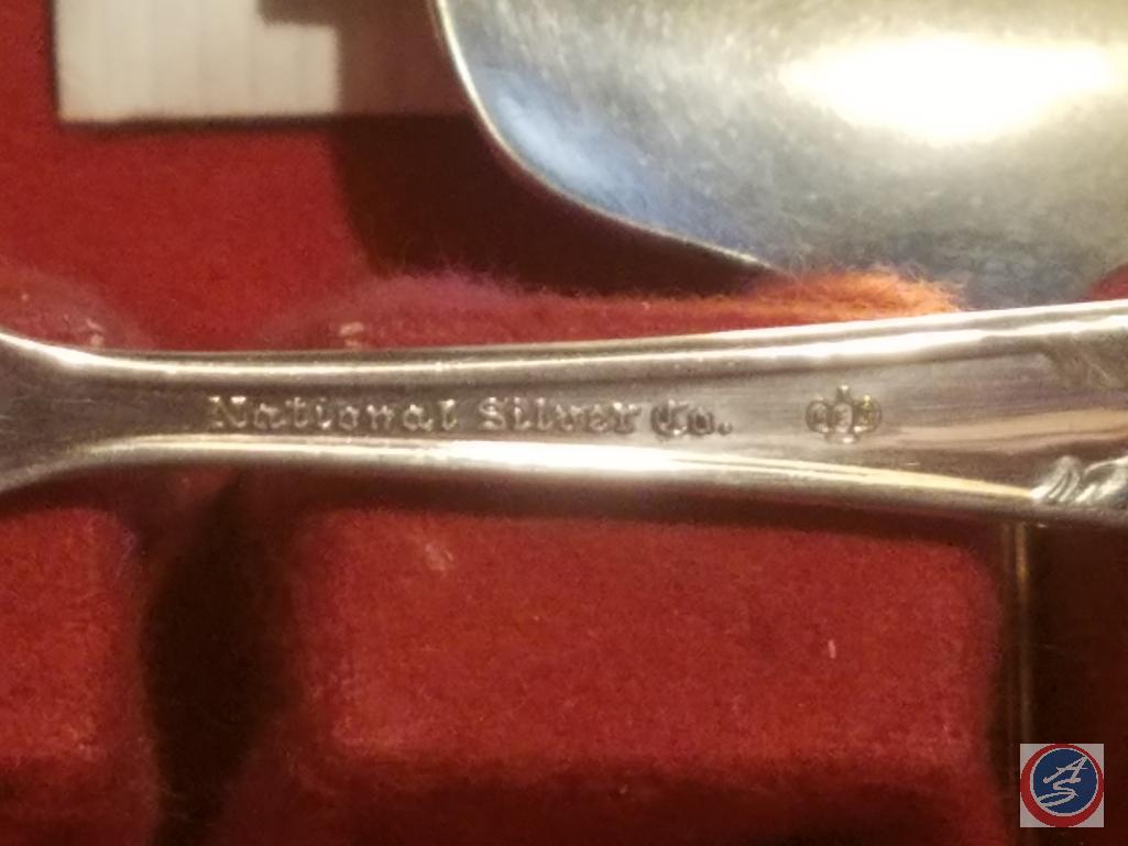 Tarnish proof silverware case included King Edward silverplated and National Silver Co. flatware