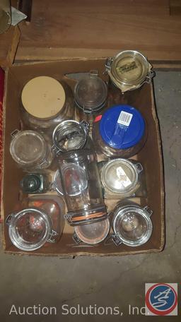 (2) Pyrex 'Originals' Starter Sets in Original Box, Cast Iron Skillets and Glass Lids, Mason Jars of