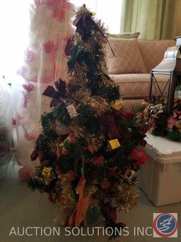 3 ft. Red and White Decorated Tree and 1 ft. Siver and Gold Decorated Tree