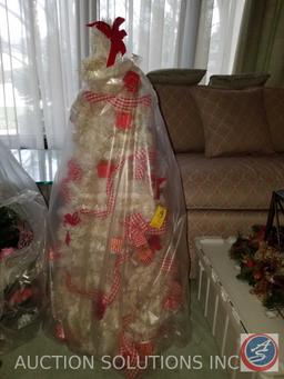 3 ft. Red and White Decorated Tree and 1 ft. Siver and Gold Decorated Tree