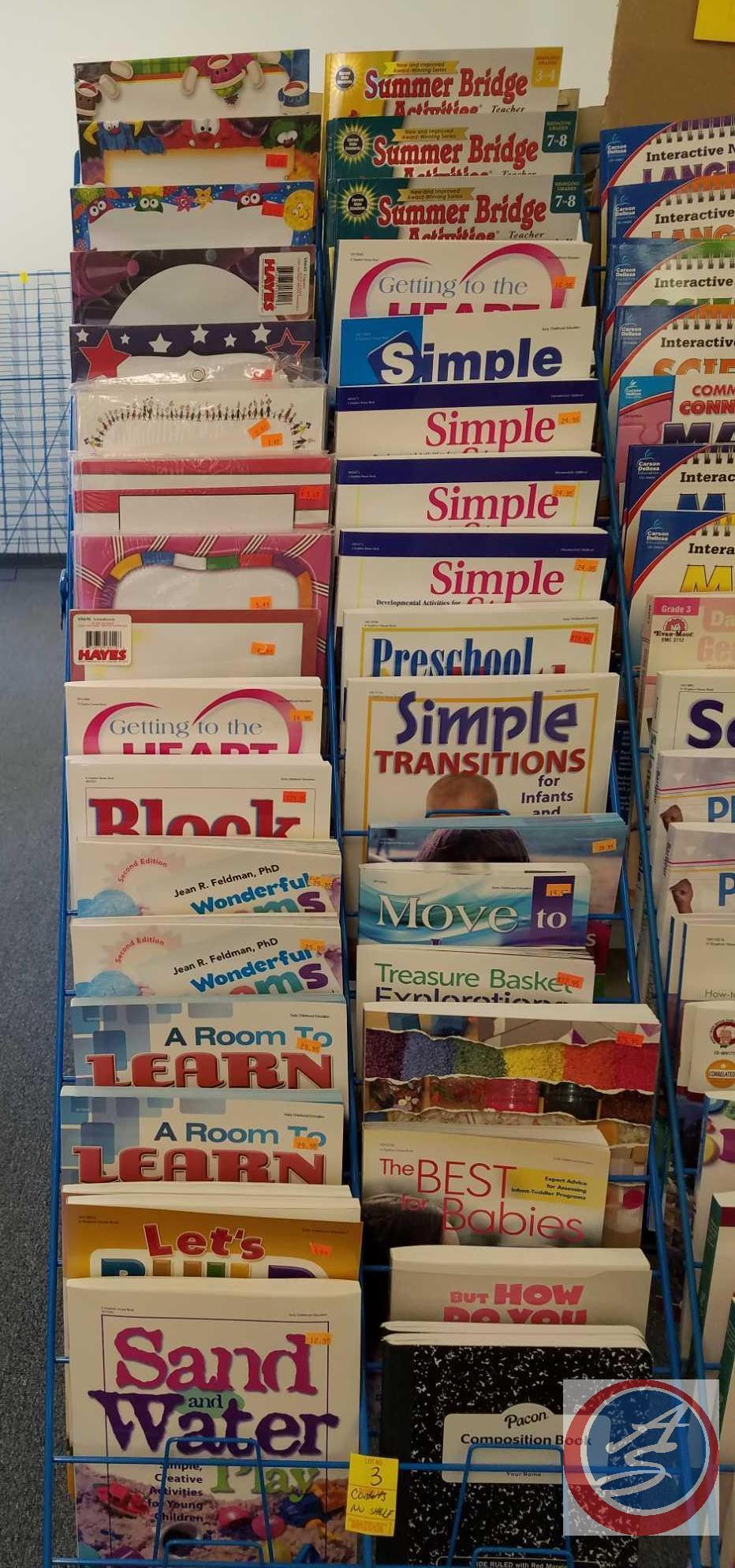 Assorted Decorated Letter Sized Paper and Classroom Environment Books [CONTENTS ONLY; SHELVING NOT