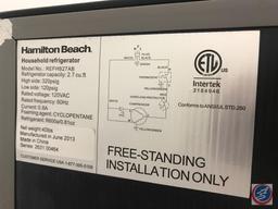 Hamilton Beach Mini Fridge Model #REFHB27AB and Walmart Microwave Oven Model EM720CWA-PMB