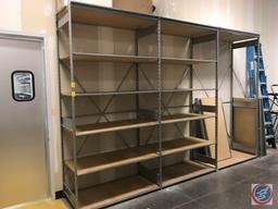Metal and Presswood Storage Shelving Unit Measuring 96" x 47" x 24", 3 Sections, Including 33