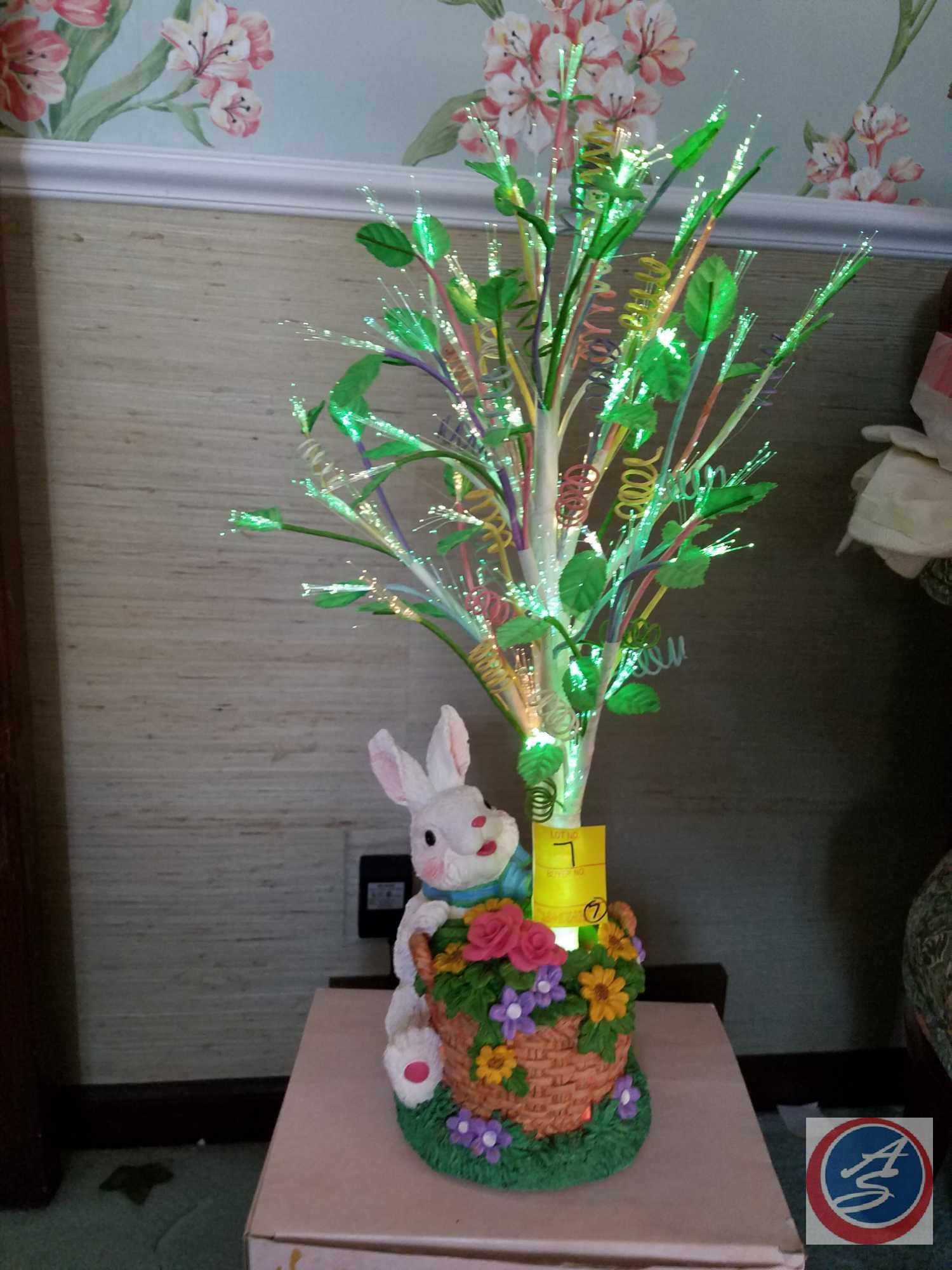 Fiber Optic Easter Tree and Bunny, Bunny Potpuri Holder, Egg Ornaments inside Two Deviled Egg