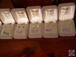 Jewelery Box Containing 12 pairs of Birthstone Ear Rings Jan. thru Dec. Concepts for Sensitive Ears