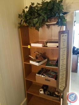 Book Case Measuring 29.5"X 71"X 11.5" Containing Animal Science, Gardening Essentials, Candy Dish,