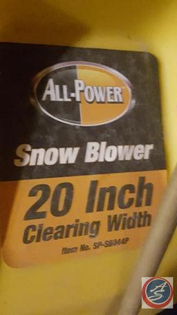 All Power Snow blower, 20 inch clearing width Item no. SP-56044P