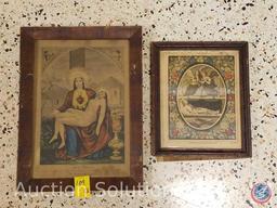 [13] Vintage Religious Prints Some with Wood Frames Including Sacred Heart of Jesus, Mater Dolorosa,
