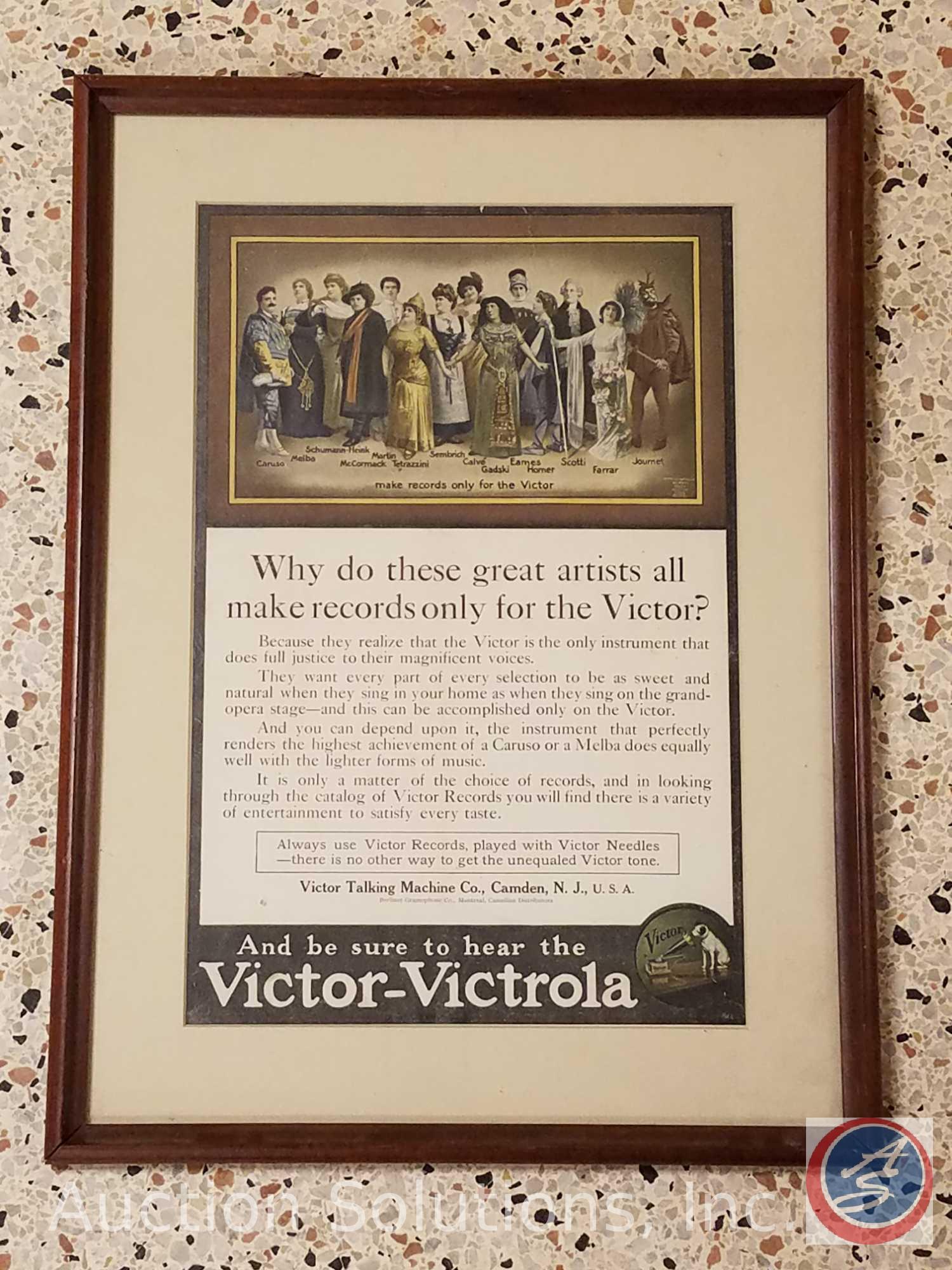 Multiple Victrola Framed Prints Including: Orthophonic Victrola! New! Hear it!, Cheering our Boys in