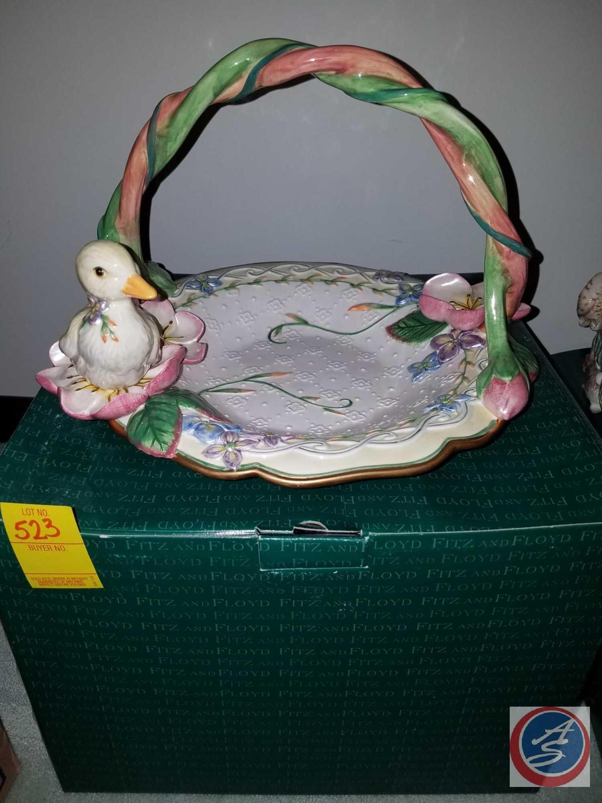 Fitz and Floyd Classics Garden Rhapsody Large Basket {{With Original Box}}