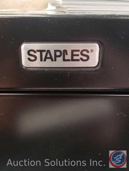 Staples 4 Drawer Filing Cabinet Measuring 25" x 5"x 52", End Table Measuring 29"x 29" x 24"