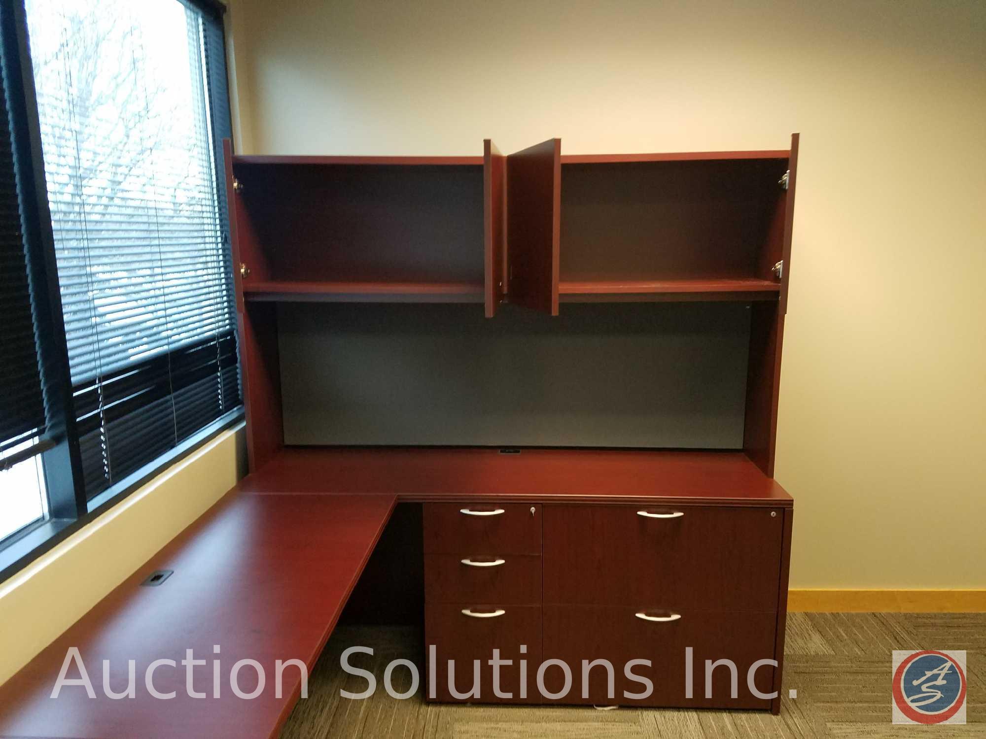 Executive U Shaped 4 Piece Office Desk #1 72" x 22" x 30" Piece #2 72" x 14" x 42 1/2" with 4