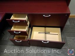 Executive U Shaped 4 Piece Office Desk #1 72" x 22" x 30" Piece #2 72" x 14" x 42 1/2" with 4