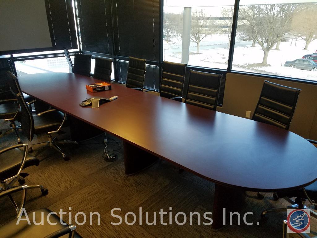Conference Table {{2 PIECES FOR TRANSPORT}}192" X 48" 30", (14) Rolling/Swiveling Office Chairs 45",