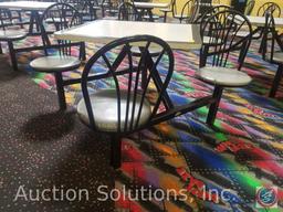 {{2XBID}} (2) Plymold 4-Seat Jupiter Cafeteria Clusters w/ 3 ft. Square Tables and Round Metal