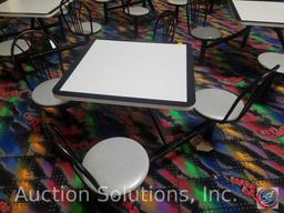 {{2XBID}} (2) Plymold 4-Seat Jupiter Cafeteria Clusters w/ 3 ft. Square Tables and Round Metal